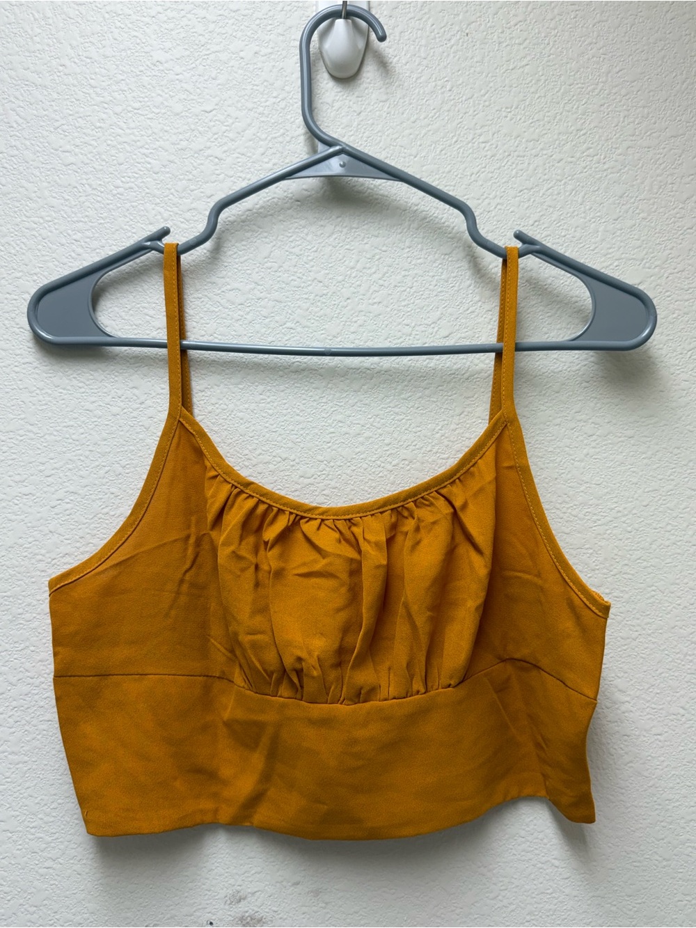 Women's Mustard Yellow Gathered Cropped Camisole